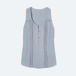 NWOT Daniel Rainn Gray Sleeveless Top with Lace Detail